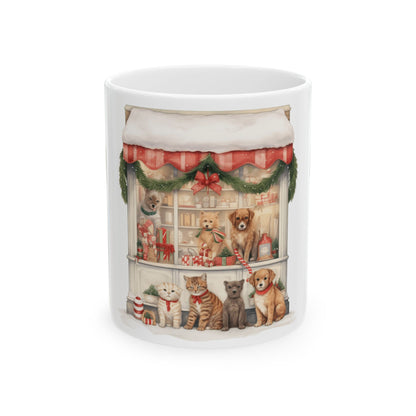Holiday Pet Shop Ceramic Mug — Christmas Cats & Dogs 11oz   Item #430471