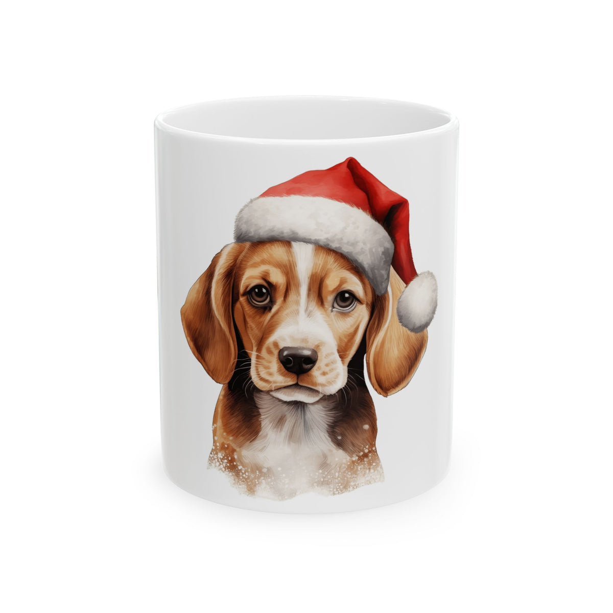 Christmas Beagle Mug — Cute Dog in Santa Hat Ceramic Coffee Cup 11oz  Item #813139