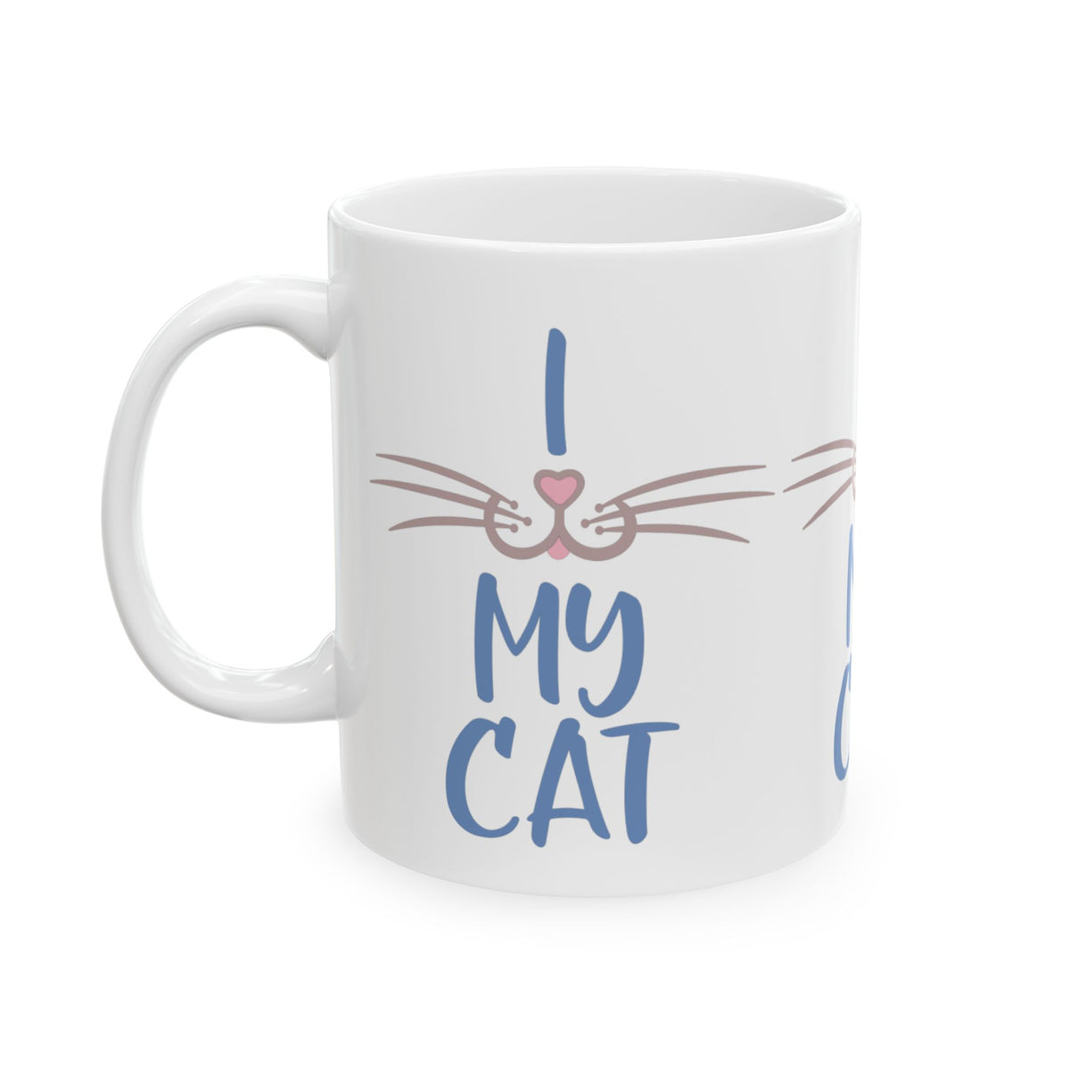 I Love My Cat Ceramic Mug — Cute Cat Face Coffee Cup 11oz    Item #64275