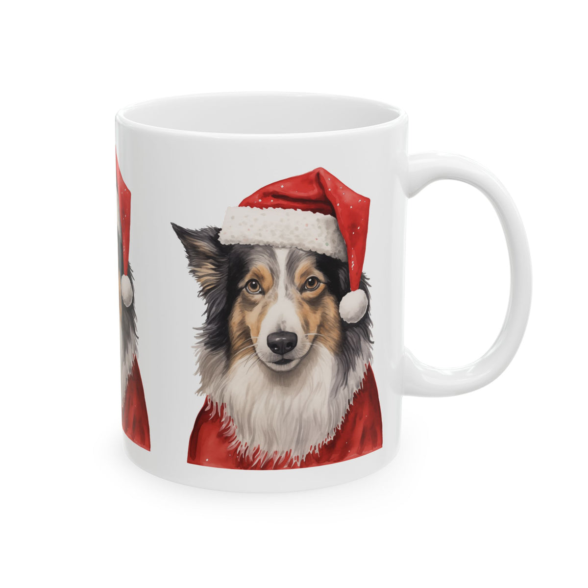 Christmas Collie Mug — Dog in Santa Hat Ceramic Coffee Cup 11oz    Item #560433