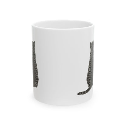 Tabby Cat Ceramic Mug — Cute Standing Cat Coffee Cup 11oz   Item #520