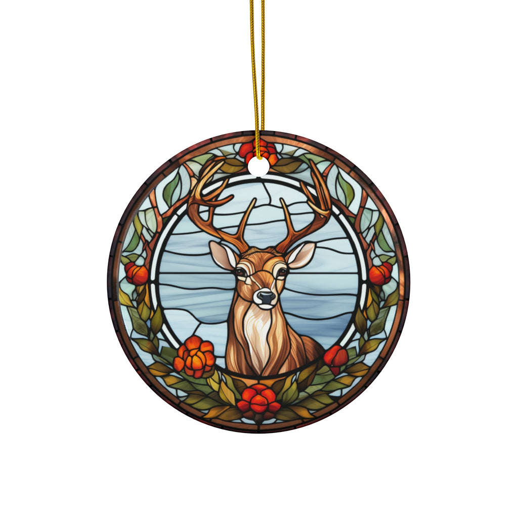 Christmas Deer With Flowers Ceramic Ornament         Item #5518827 - Buckshot's Bargain Barn