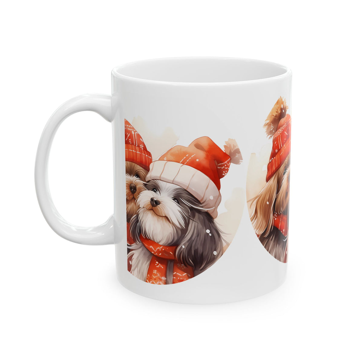 Winter Puppies Ceramic Mug – Cute Dogs in Knit Hats 11oz  Item #166669