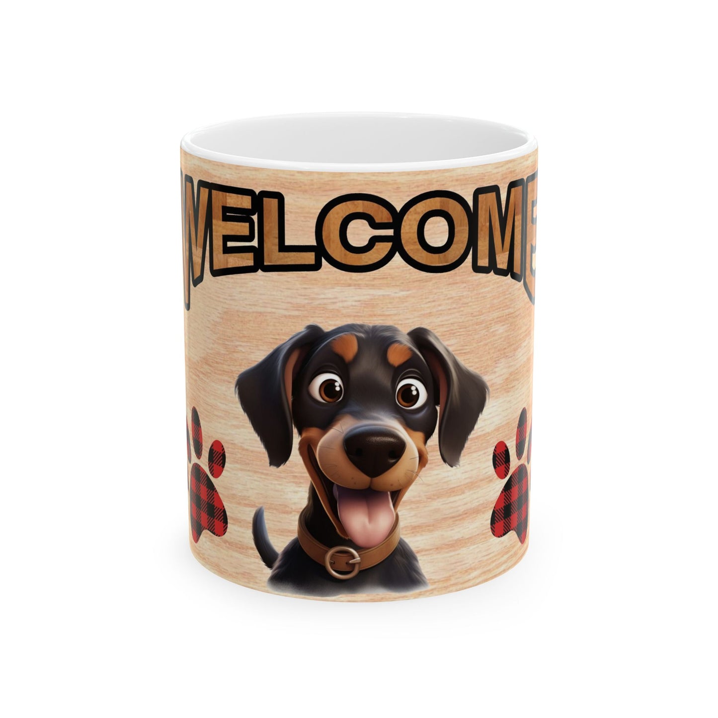 Welcome Dachshund Mug – Cute Dog Paw Print Ceramic Coffee Cup 11oz   Item #527293