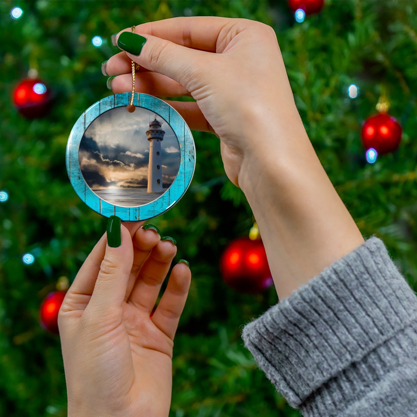 Lighthouse Ceramic Disc Ornament      Item #2364963