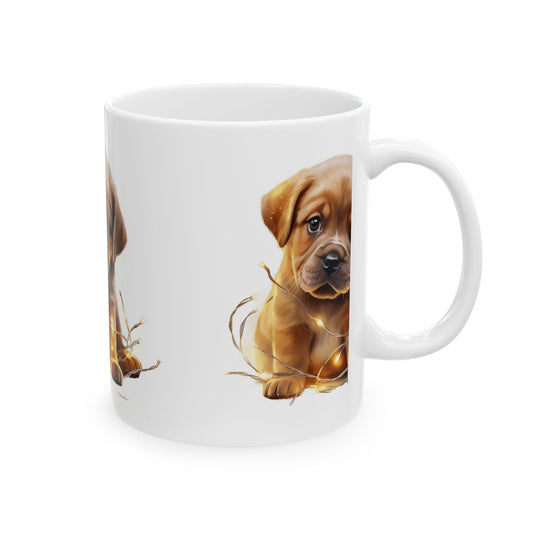 Cute Puppy Ceramic Mug — Adorable Brown Puppy Coffee Cup, Gift for Dog Lovers  11oz   Item #952094