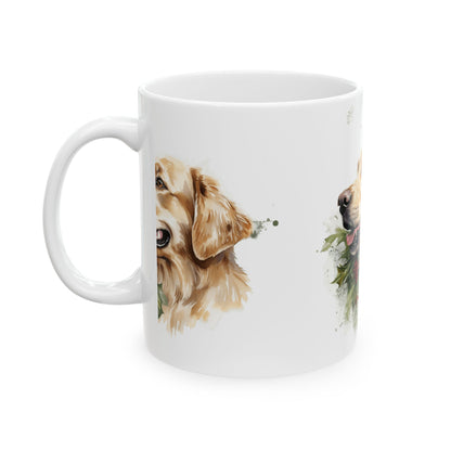 Golden Retriever Holiday Ceramic Mug — Festive Dog Lover Coffee Cup 11oz    Item #163297