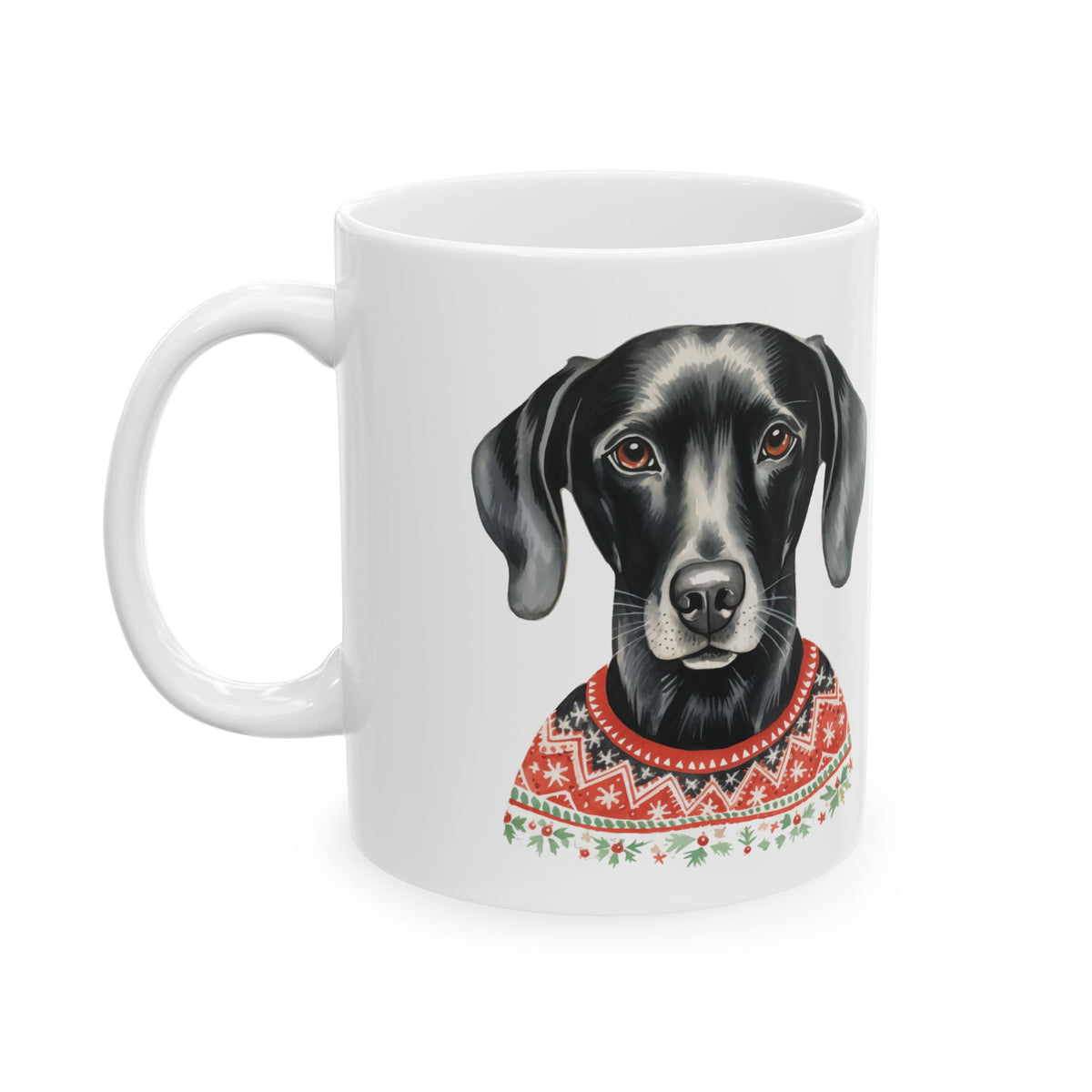 Black Labrador Christmas Mug — Festive Dog Lover Ceramic Coffee Cup 11oz   Item #281792