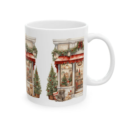 Christmas Cottage Shop Ceramic Mug — Festive Holiday Coffee Cup 11oz  Item #606544