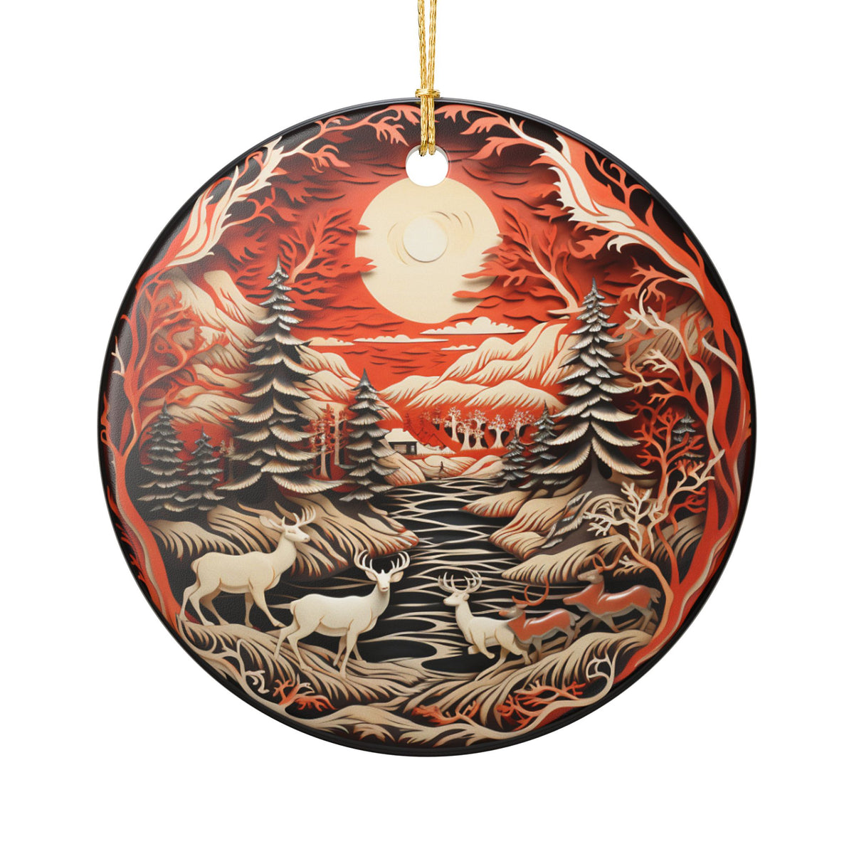 Ceramic Woodland Wildlife Christmas Ornament   Item #763638