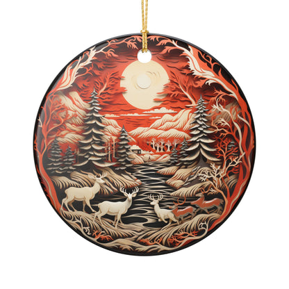 Ceramic Woodland Wildlife Christmas Ornament   Item #763638