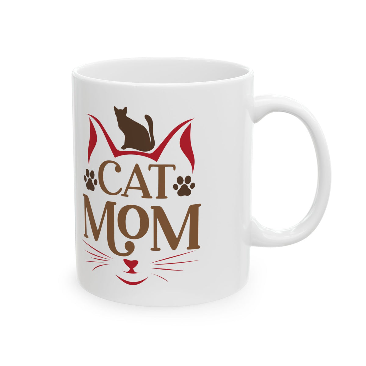 Cat Mom Ceramic Mug – Cute Paw Print Coffee Cup 11oz   Item #175744