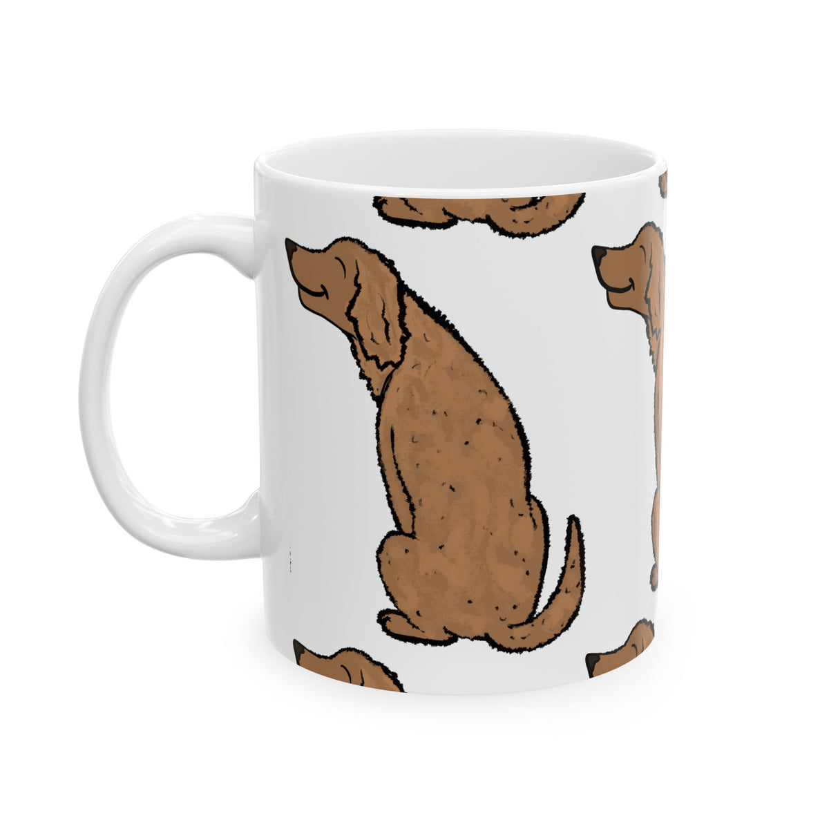 Brown Labrador Pattern Ceramic Mug – Cute Dog Lover Coffee Cup 11oz   Item #827932