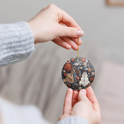 Winter Wonderland Snowman Ceramic Ornament    Item #35272