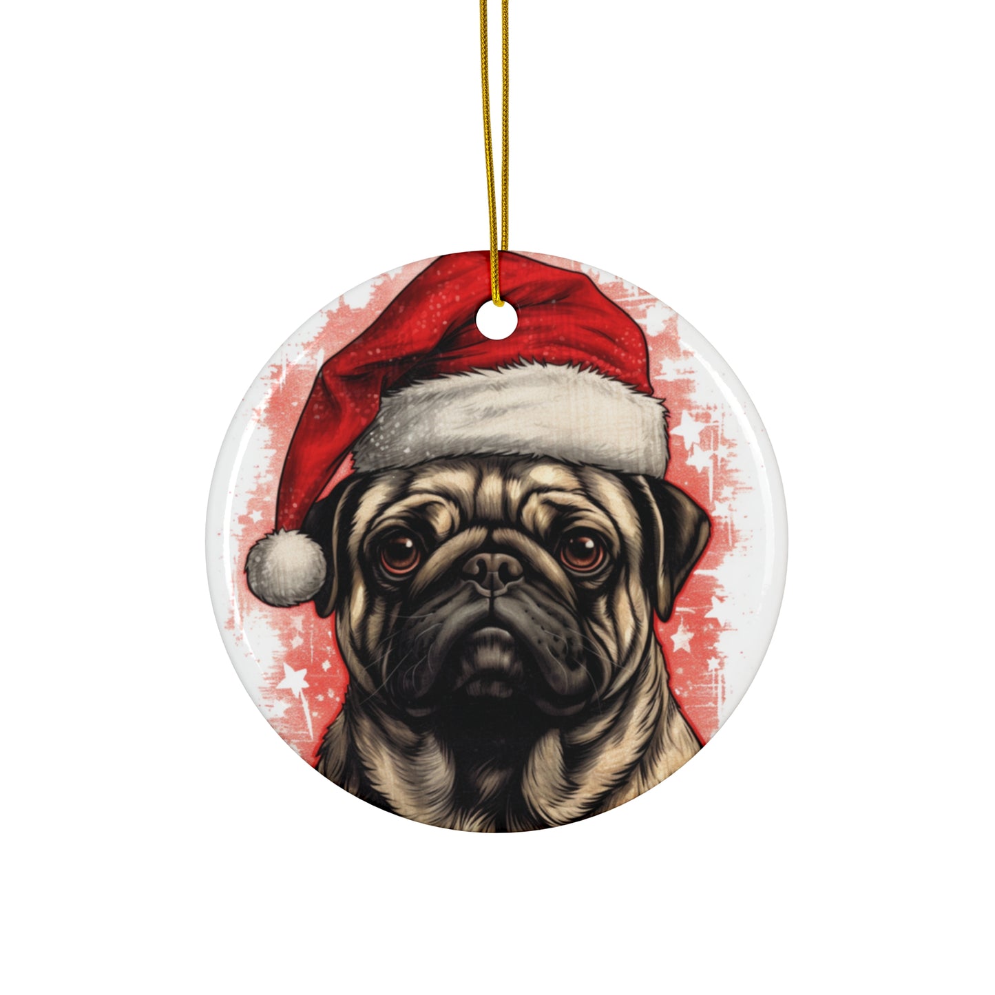 Ceramic Ornament - Christmas Pug Dog  Item #262465