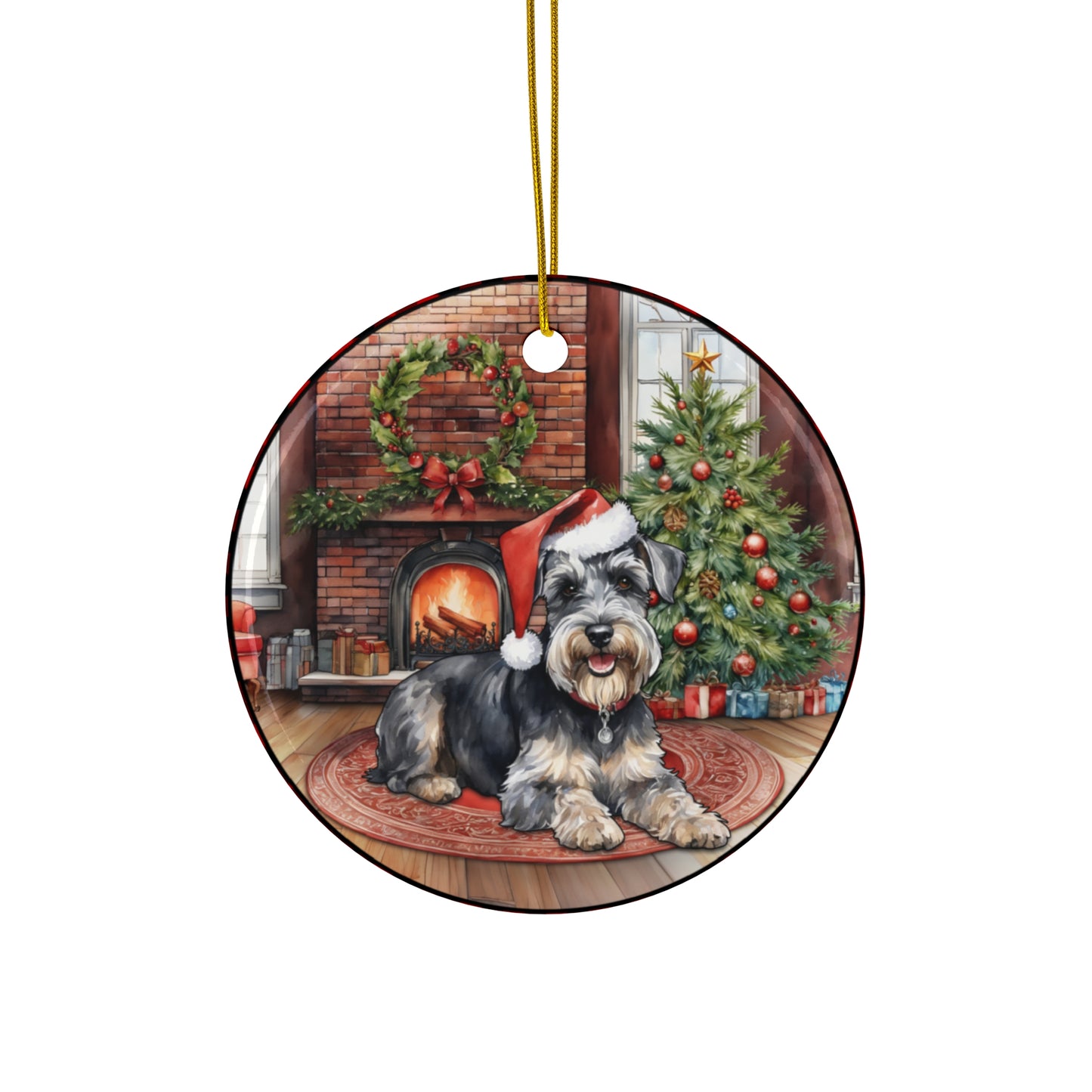 Ceramic Ornament - Miniature Schnauzer Christmas Dog       Item #2180743