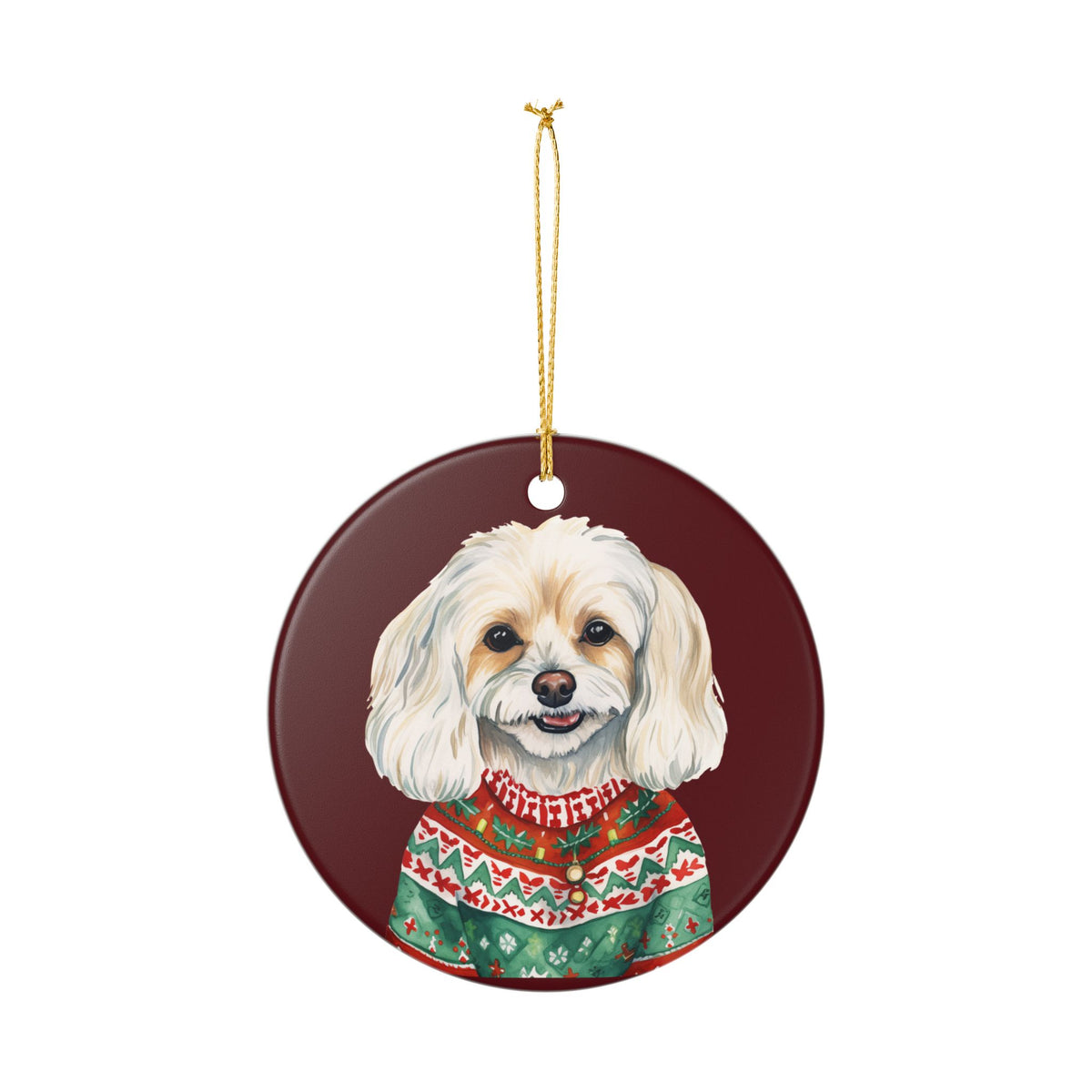 Festive Dog In Sweater Christmas Ornament   Item #693235