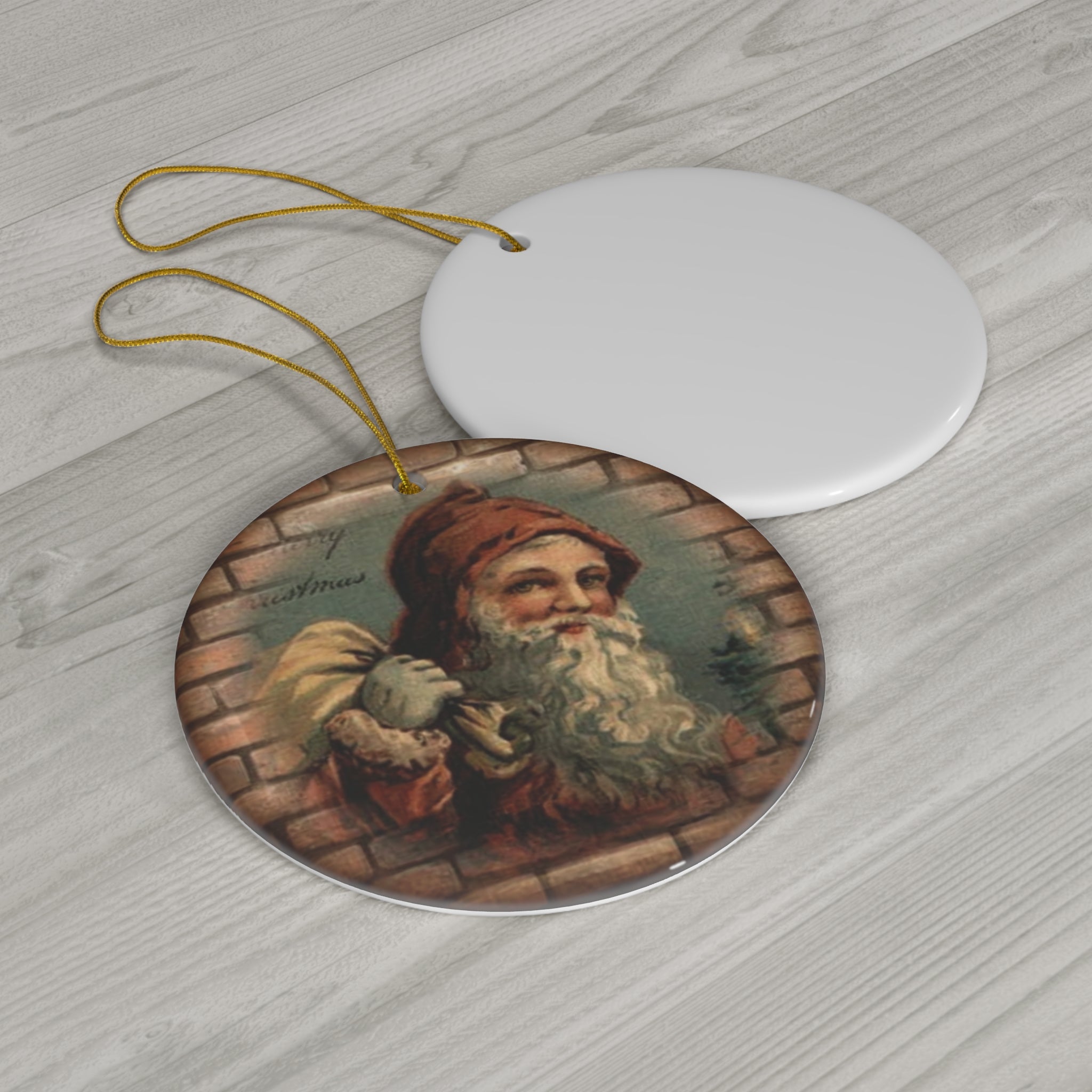 Santa Ceramic Disc Ornament       Item #240453