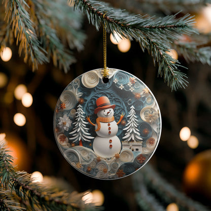 Ceramic Snowman Christmas Ornament   Item #31868