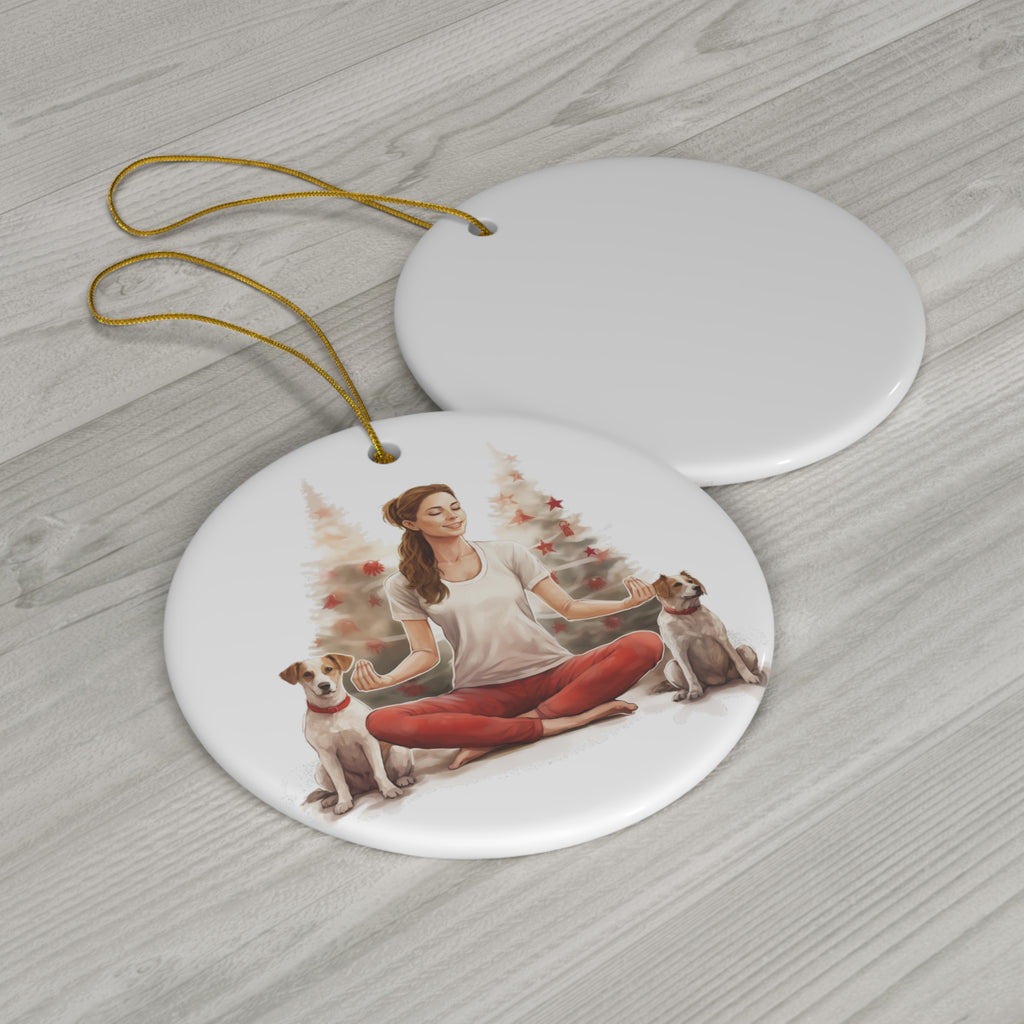 Christmas Dogs Ceramic Disc Ornament               Item #7716451