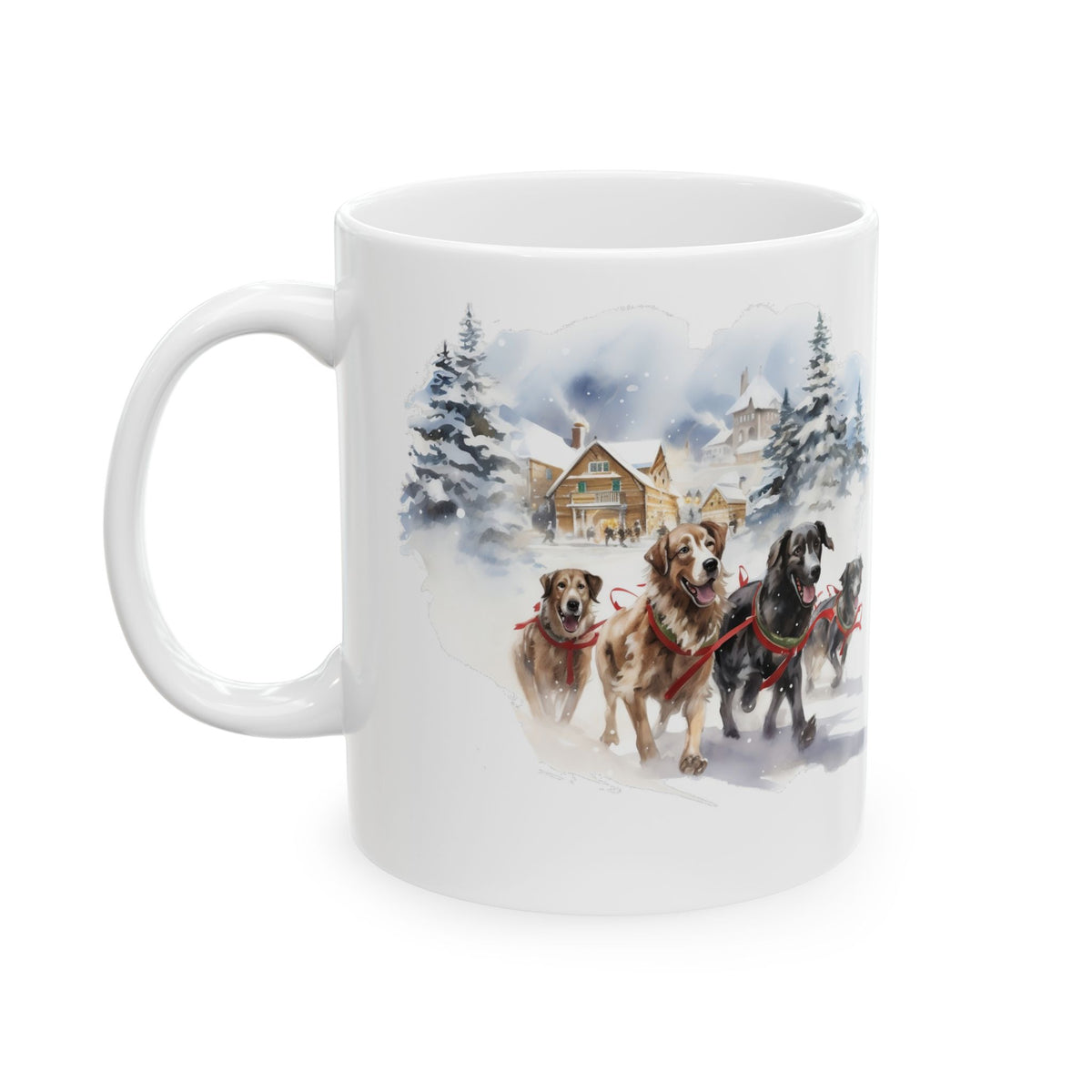 Winter Wonderland Dogs Running In Snow Ceramic Mug  11oz  Item #616696
