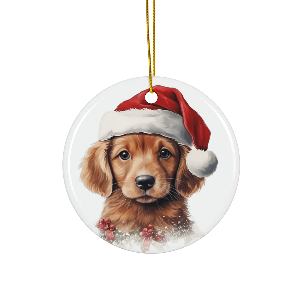 Christmas Dog Ceramic Disc Ornament             Item #7856734