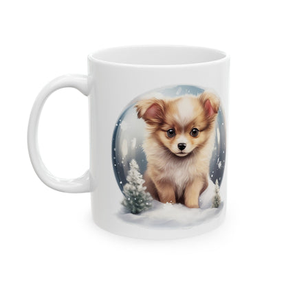 Winter Dog Christmas Tree And Snow Ceramic Mug 11oz  Item #399077