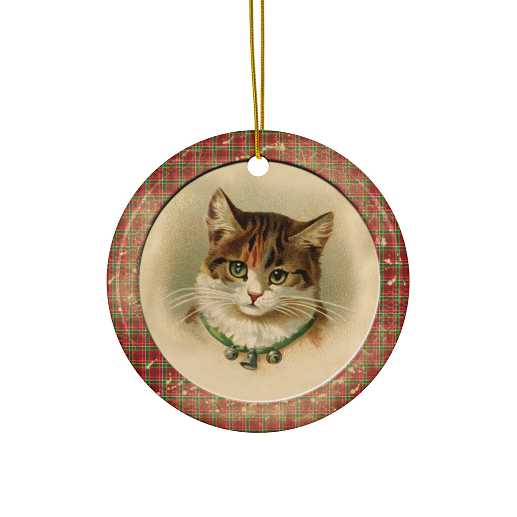Christmas Kitten Ceramic Disc Ornament       Item #391969
