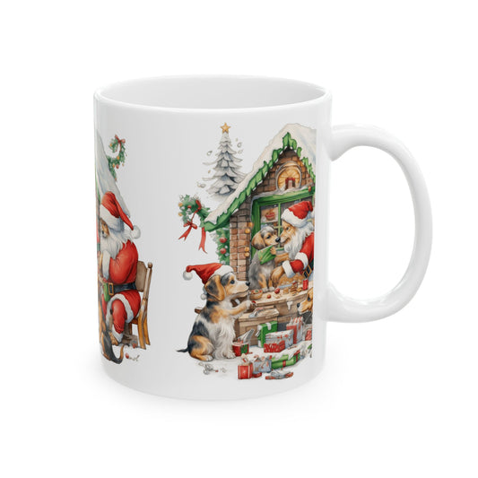 Santa Christmas Ceramic Mug – Festive Holiday Workshop Design 11oz   Item #935905