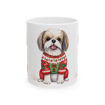 Shih Tzu Christmas Mug – Cute Dog in Holiday Sweater 11oz   Item #775462