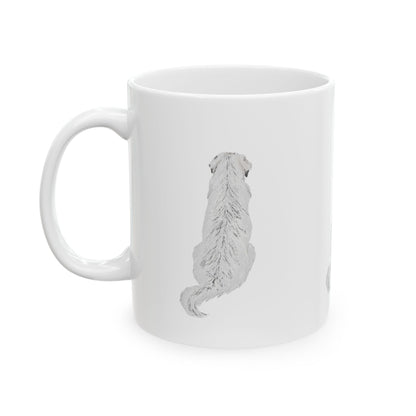 Dog Silhouette Ceramic Mug — Minimalist Back-View Puppy Coffee Cup 11oz  Item #492098