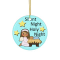 Silent Night Holy Night Ceramic Disc Ornament        Item #1184002 - Buckshot's Bargain Barn