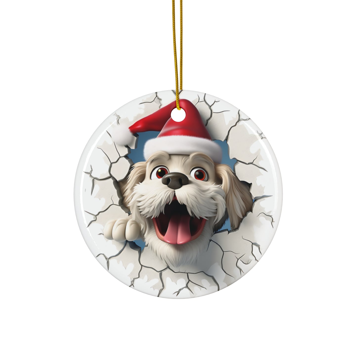 CERAMIC ORNAMENT - 3D CHRISTMAS DOG        Item #1753156