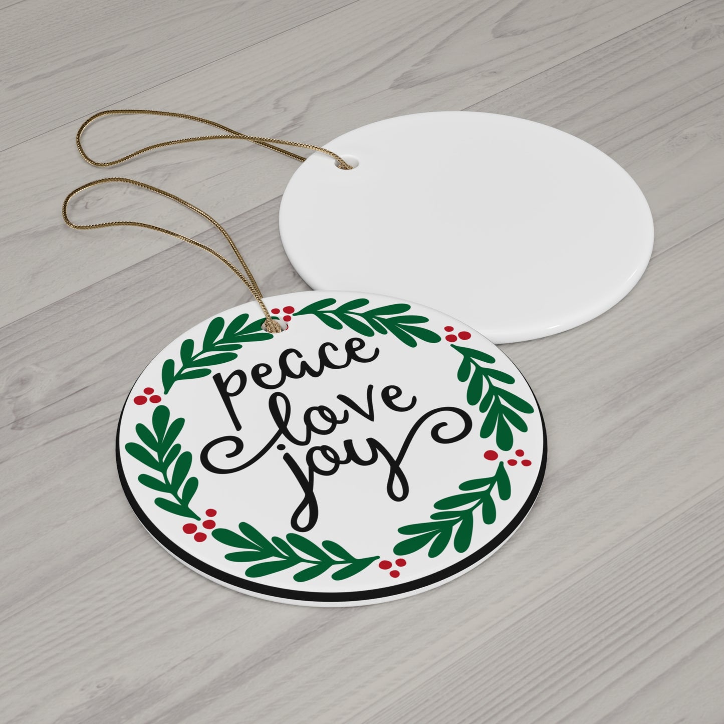 Peace Love Joy Ceramic Disc Ornament       Item #7298295