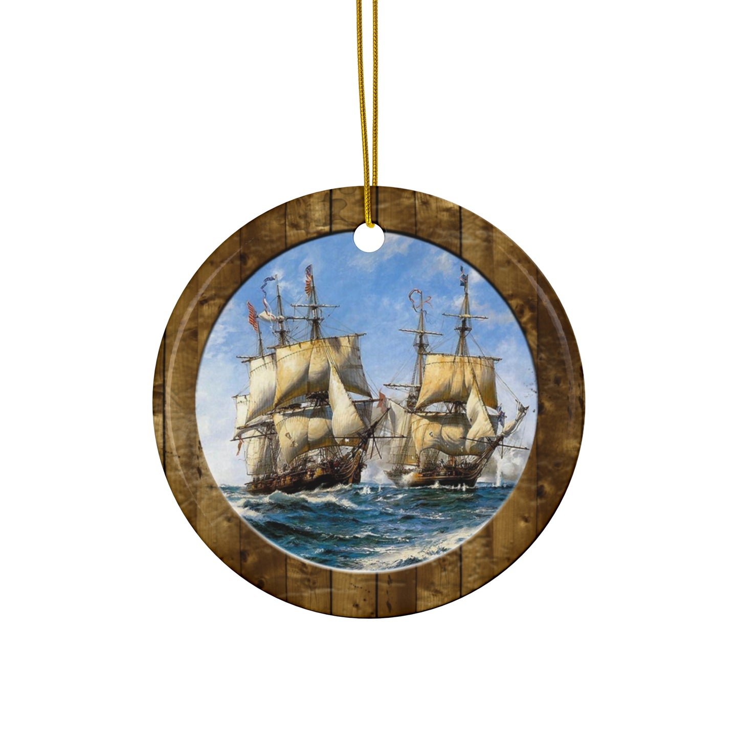 Sailing Ship Ceramic Disc Ornament      Item #5631245