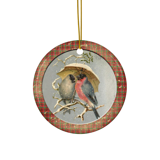 Christmas Birds Ceramic Disc Ornament       Item #8500502