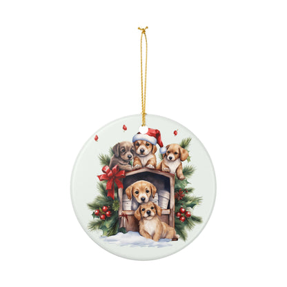 Ceramic Christmas Ornament with Festive Puppy Dog Design    Item #972623