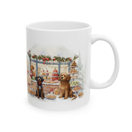 Cozy Christmas Market Ceramic Mug with Festive Dog Design 11oz   Item #325968
