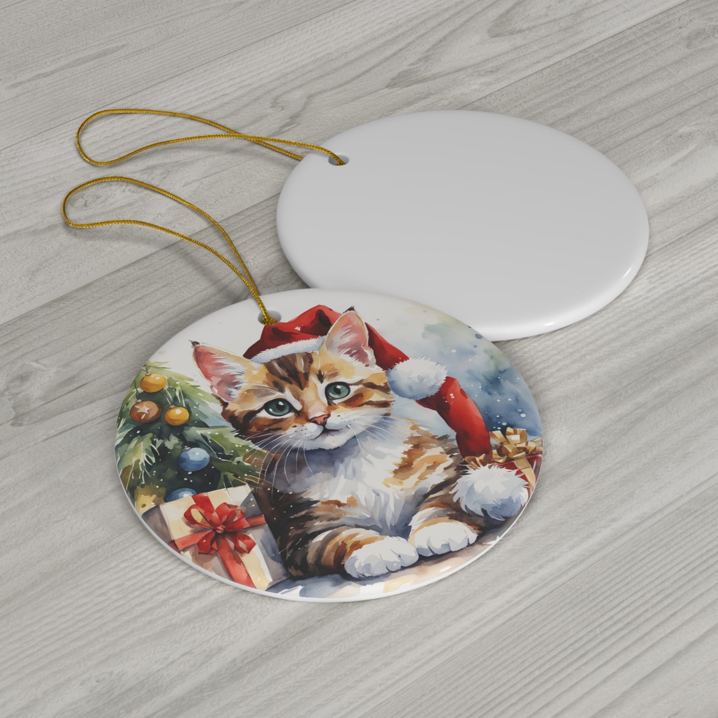 Ceramic Ornament - Christmas Cat     Item #3230228