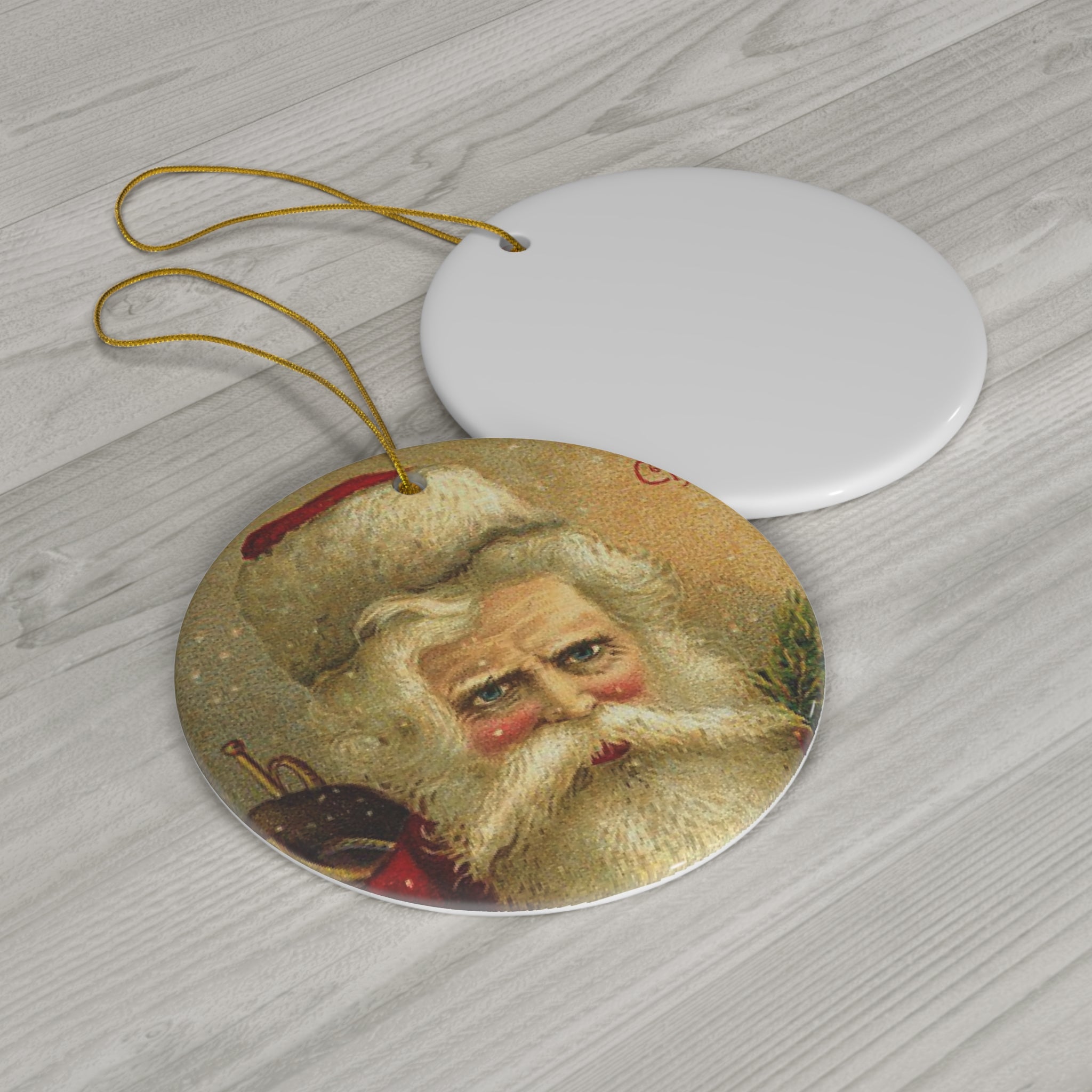 Santa Ceramic Disc Ornament       Item #353636