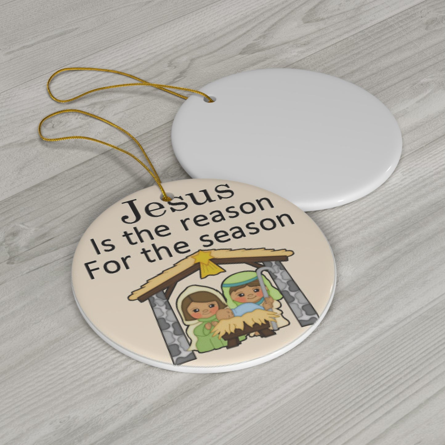 Jesus Is The Reason For The Season Ceramic Disc Ornament      Item #7923461