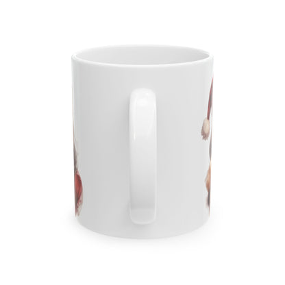 Festive Girl Holding A Puppy Christmas Ceramic Mug 11oz  Item #322182