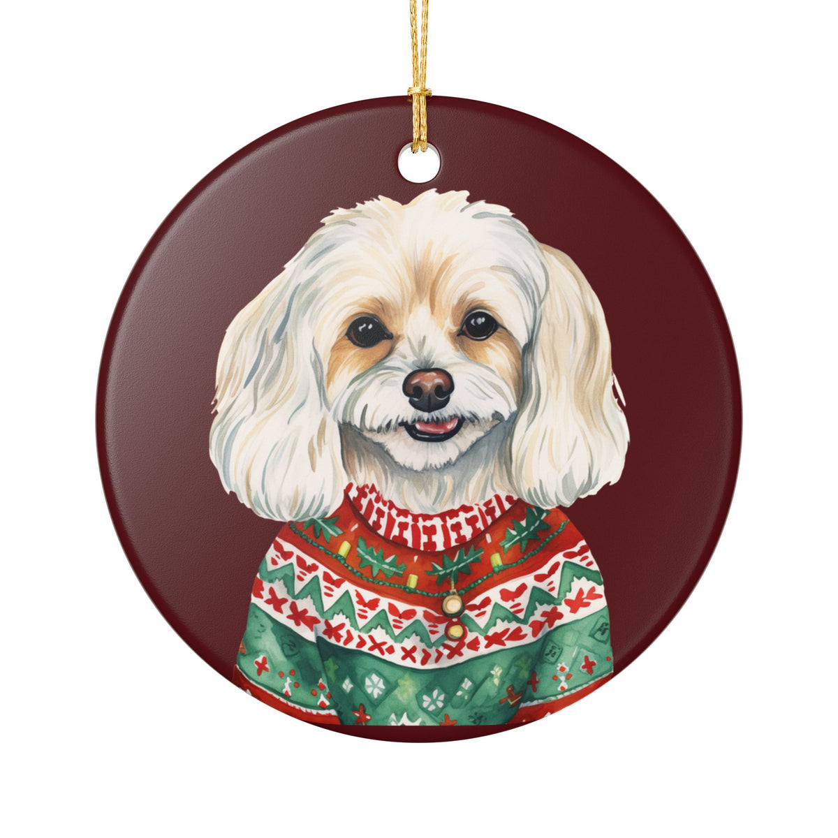 Festive Dog In Sweater Christmas Ornament   Item #693235