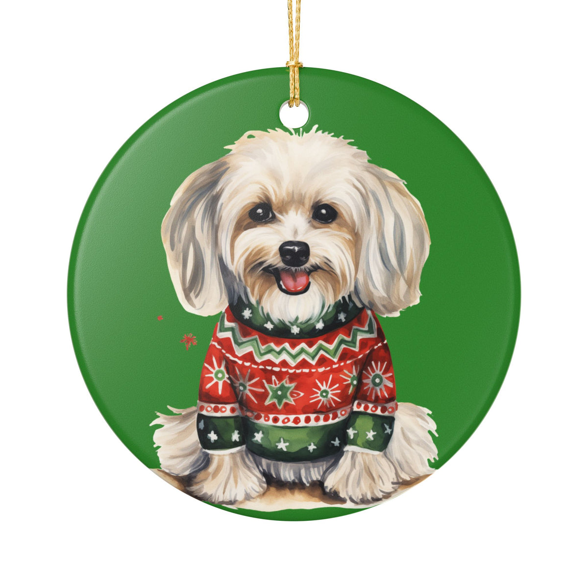 Christmas Dog in Sweater Ceramic Ornament   Item #199086
