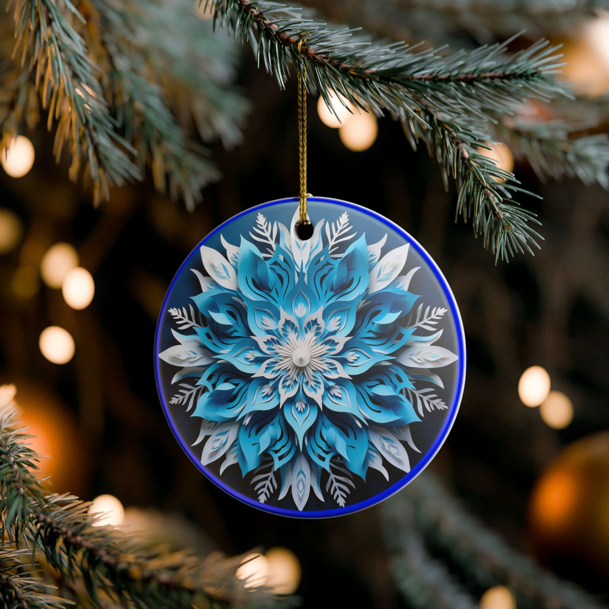 Blue Mandala Ceramic Ornament   Item #501555
