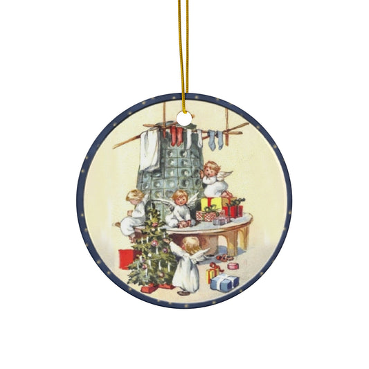 Christmas Scene Ceramic Disc Ornament           Item #681868