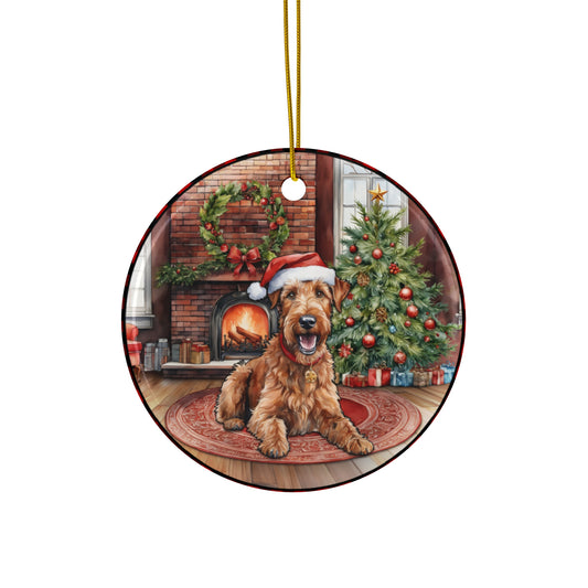 Ceramic Ornament - Irish Terrier Christmas Dog       Item #712653