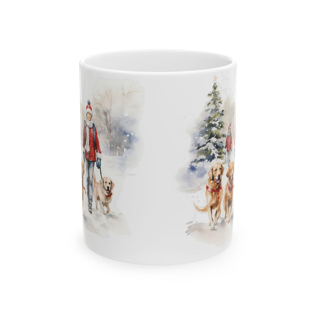 Christmas Winter Wonderland Santa & Reindeer Ceramic Mug 11oz  Item #652515