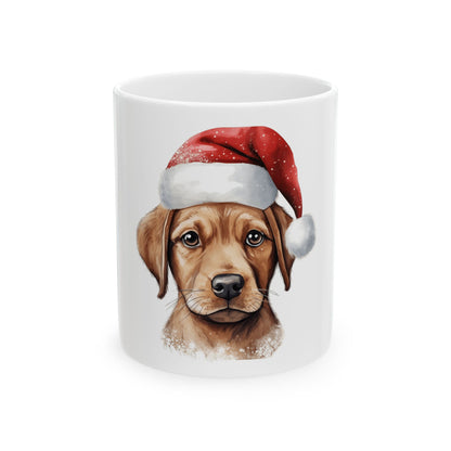 Christmas Puppy Mug — Cute Dog in Santa Hat Ceramic Coffee Cup 11oz  Item #289613