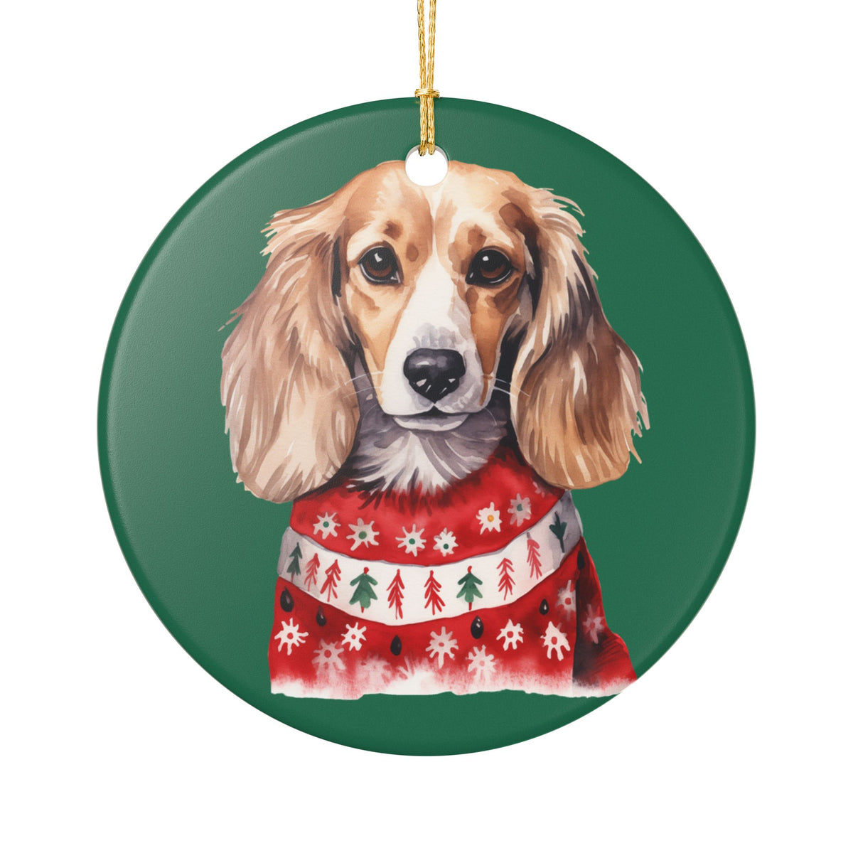 Christmas Dog In Sweater Ceramic Ornament   Item #685519